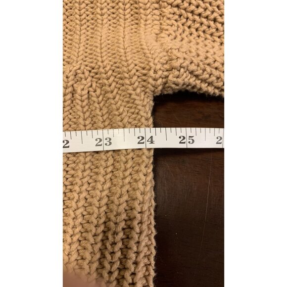 Banana Republic M Heavy Rib Knit Cotton Sweater Tan Minimalist Winter - Picture 5 of 8